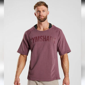 Gymshark Size S Cherry Brown Power Washed Rag Top Sweatshirt